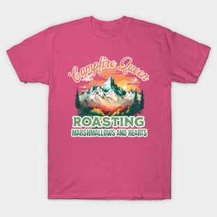 Campfire Queen Roasting Marshmallows and Hearts T-Shirt